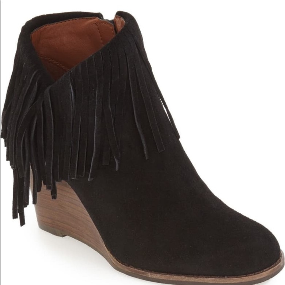Lucky Yachin Suede Leather Wedge Ankle Boot 7.5